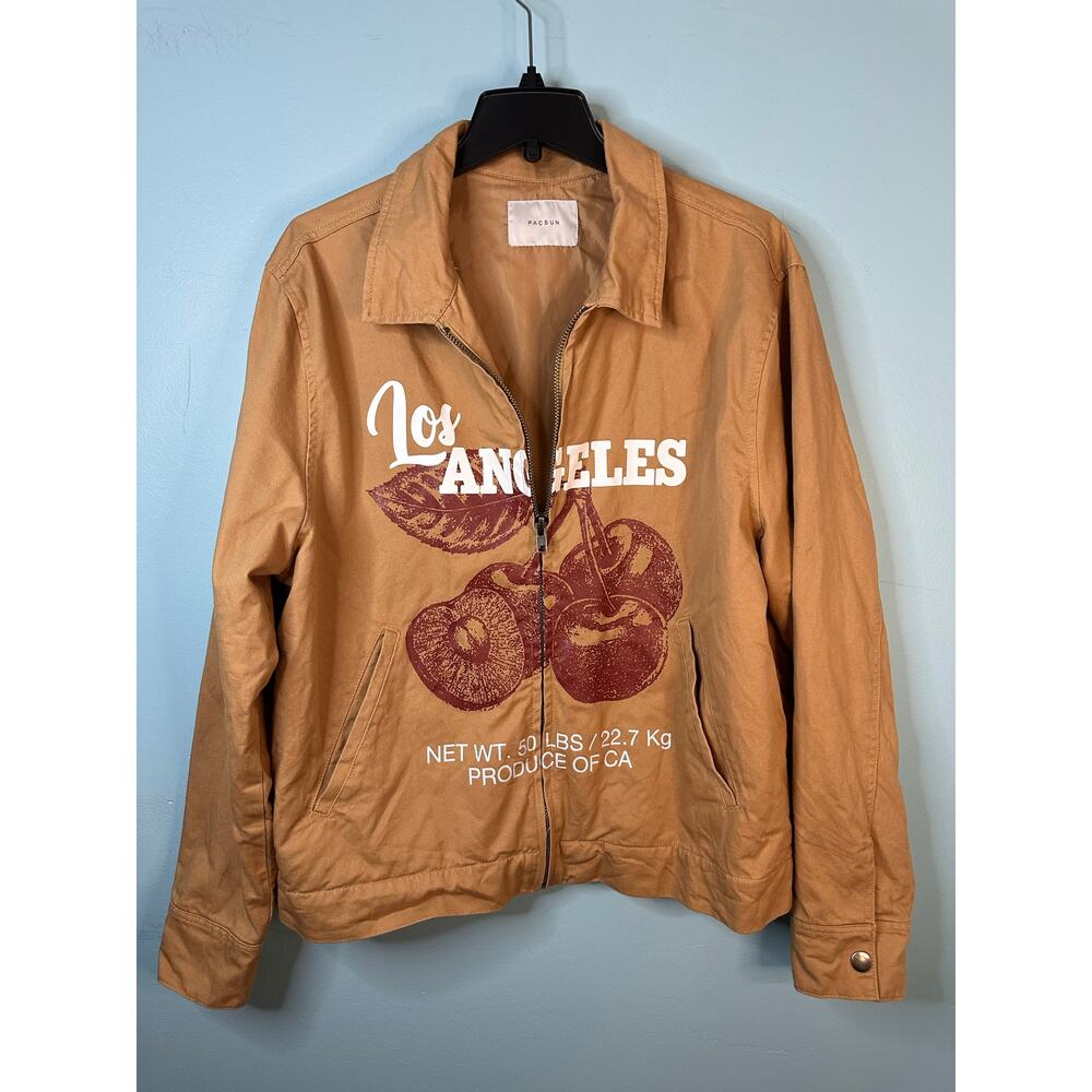 Pacsun Los Angeles Cherry Men's jacket Tan bomber chore barn coat Size Medium
